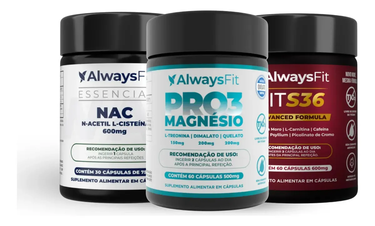 Kit Desintoxique Da Alwaysfit Pro3magnésio + Nac + Fits36